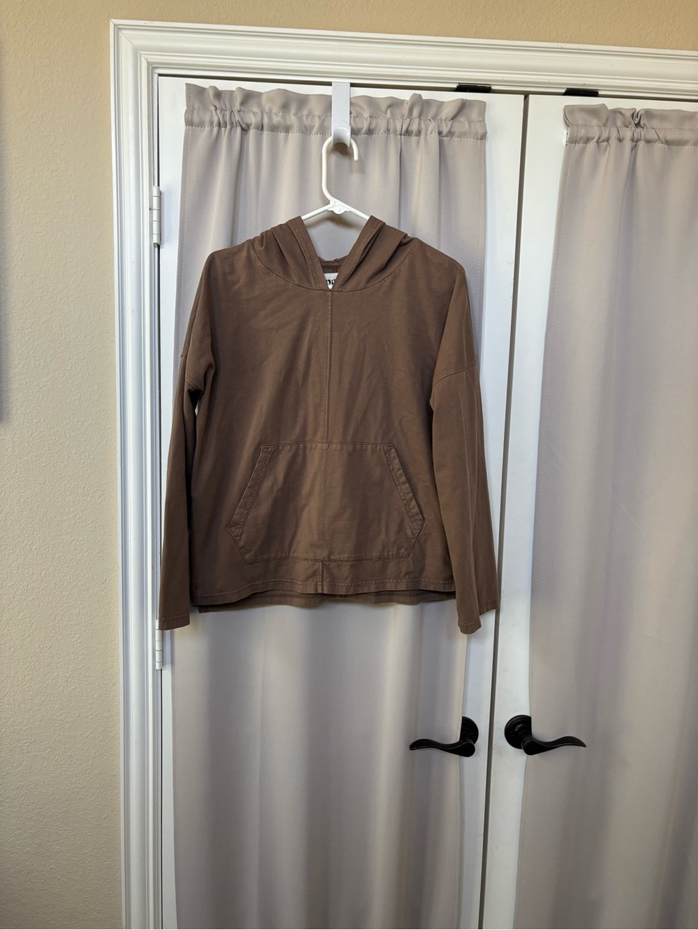 Pact Womens Lightweight Brown Hooded Pullover organic cotton